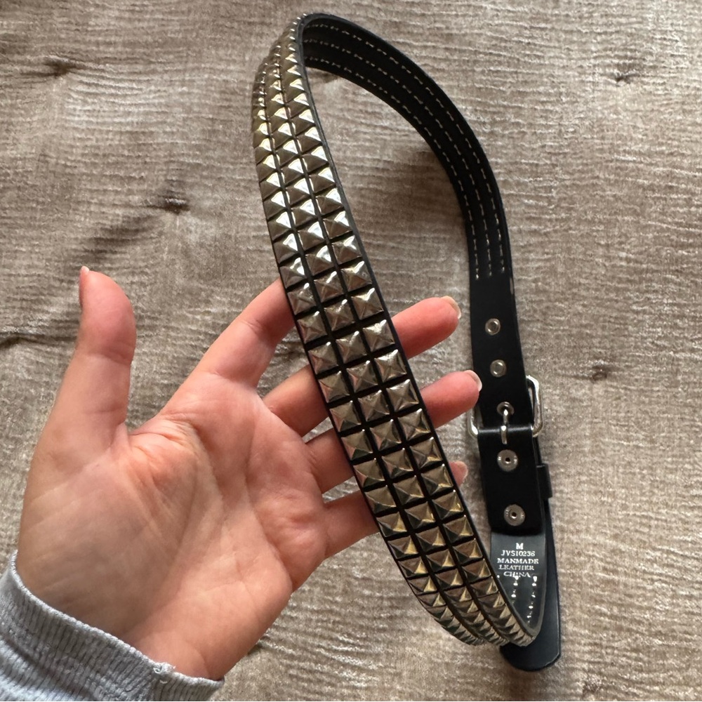 Black leather studded  belt